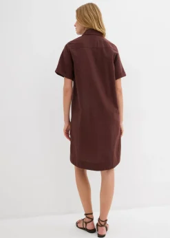 bonprix bonprix Vestido camisero de algodón puro Marrón tierra Outlet