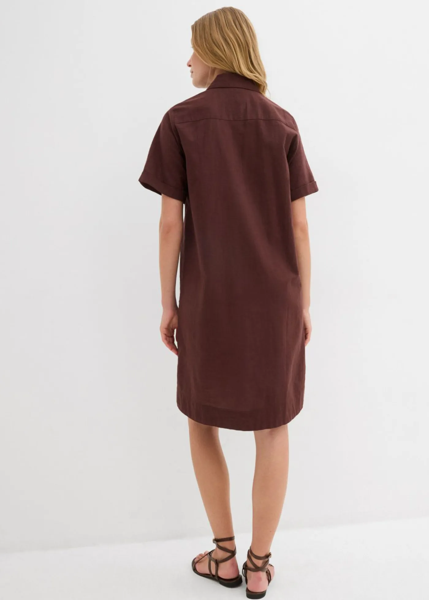bonprix bonprix Vestido camisero de algodón puro Marrón tierra Outlet