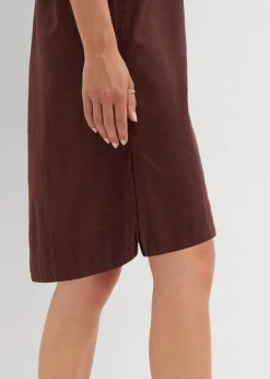 bonprix bonprix Vestido camisero de algodón puro Marrón tierra Outlet