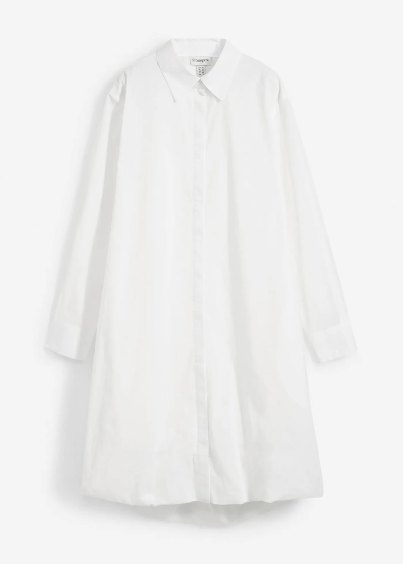 bonprix bonprix Vestido camisero de algodón puro con dobladillo abullonado Blanco Clearance
