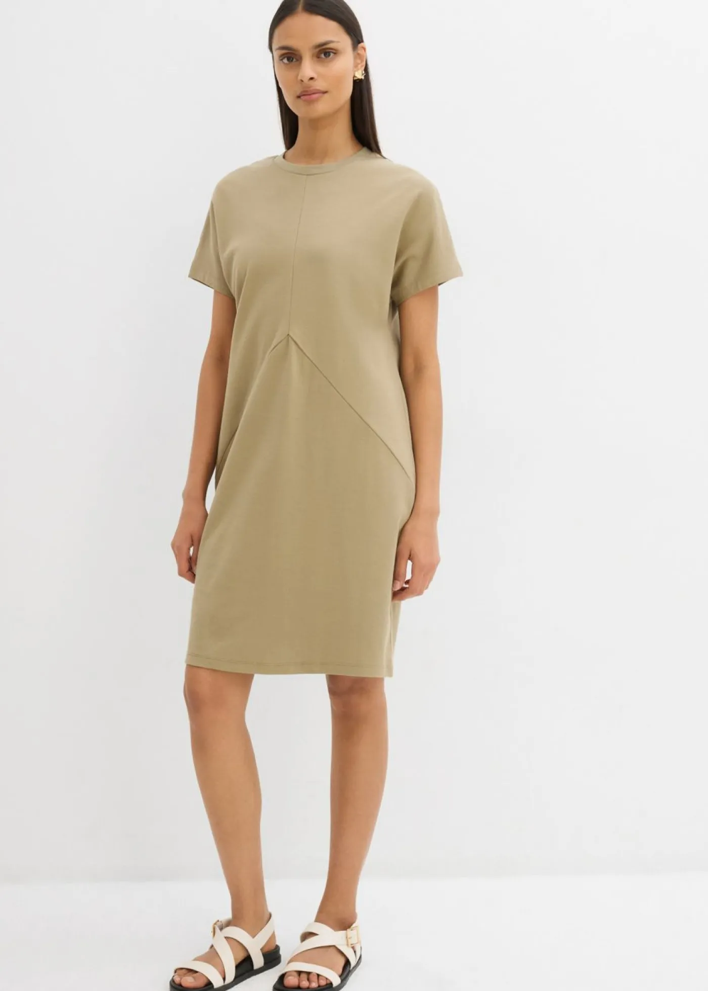 bonprix bonprix Vestido camisero de algodón orgánico puro Caqui nuevo Best
