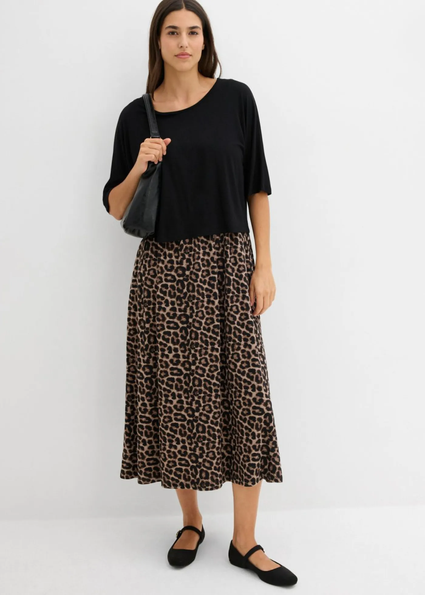 bonprix bonprix Vestido camisero de algodón puro Negro Outlet