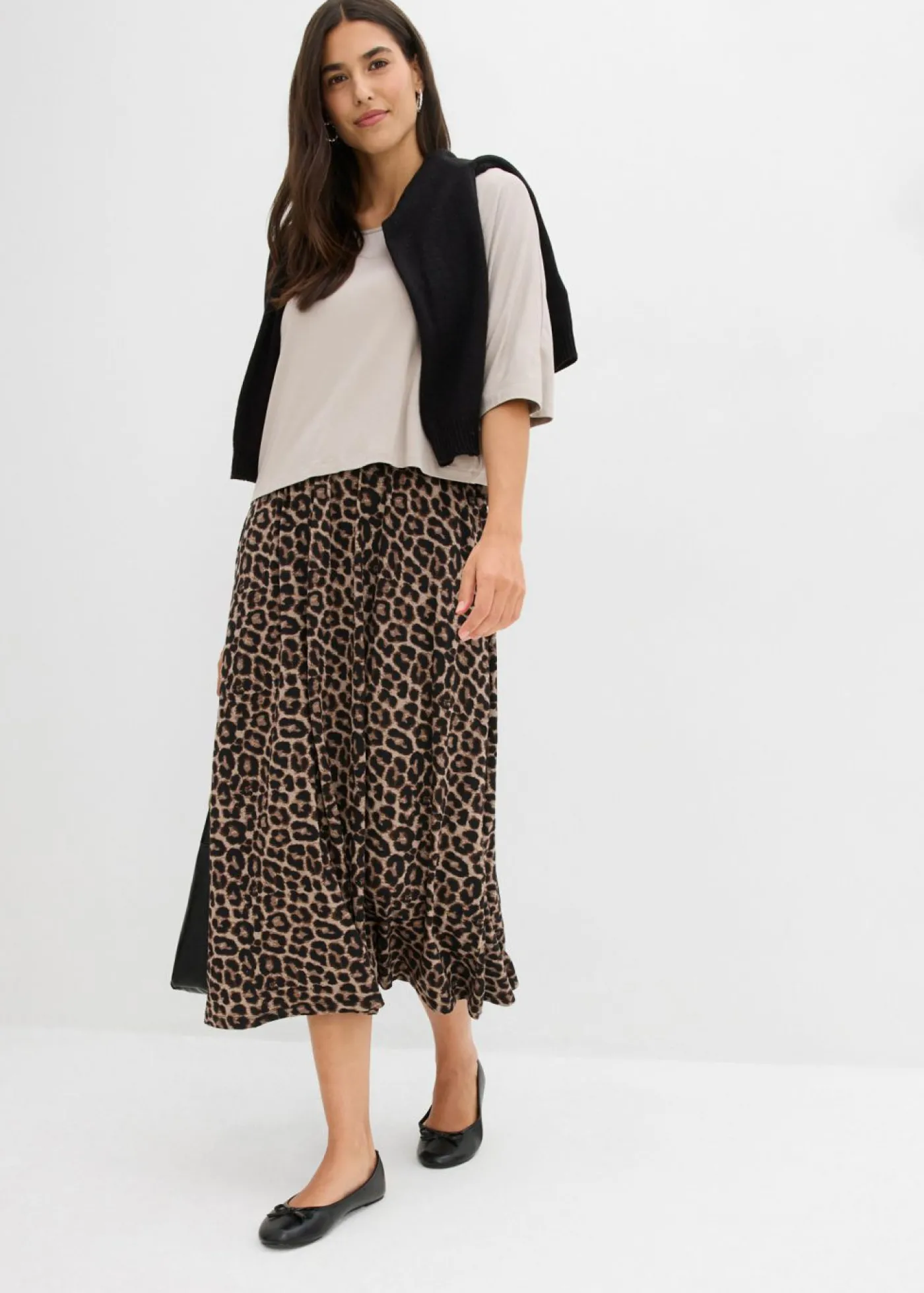 bonprix bonprix Vestido camisero de algodón puro estampado leo piedra