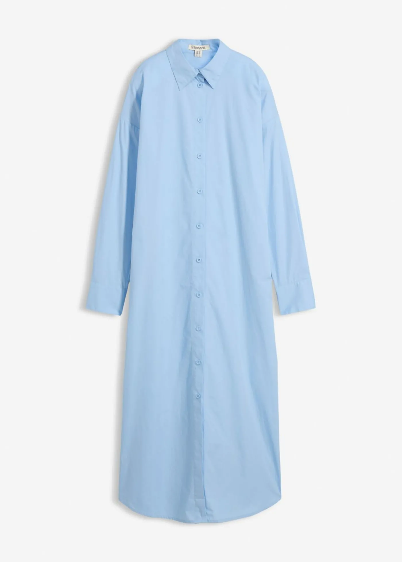 bonprix bonprix Vestido camisero de algodón puro Azul claro