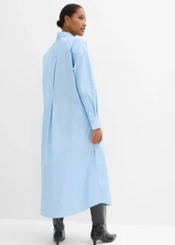 bonprix bonprix Vestido camisero de algodón puro Azul claro