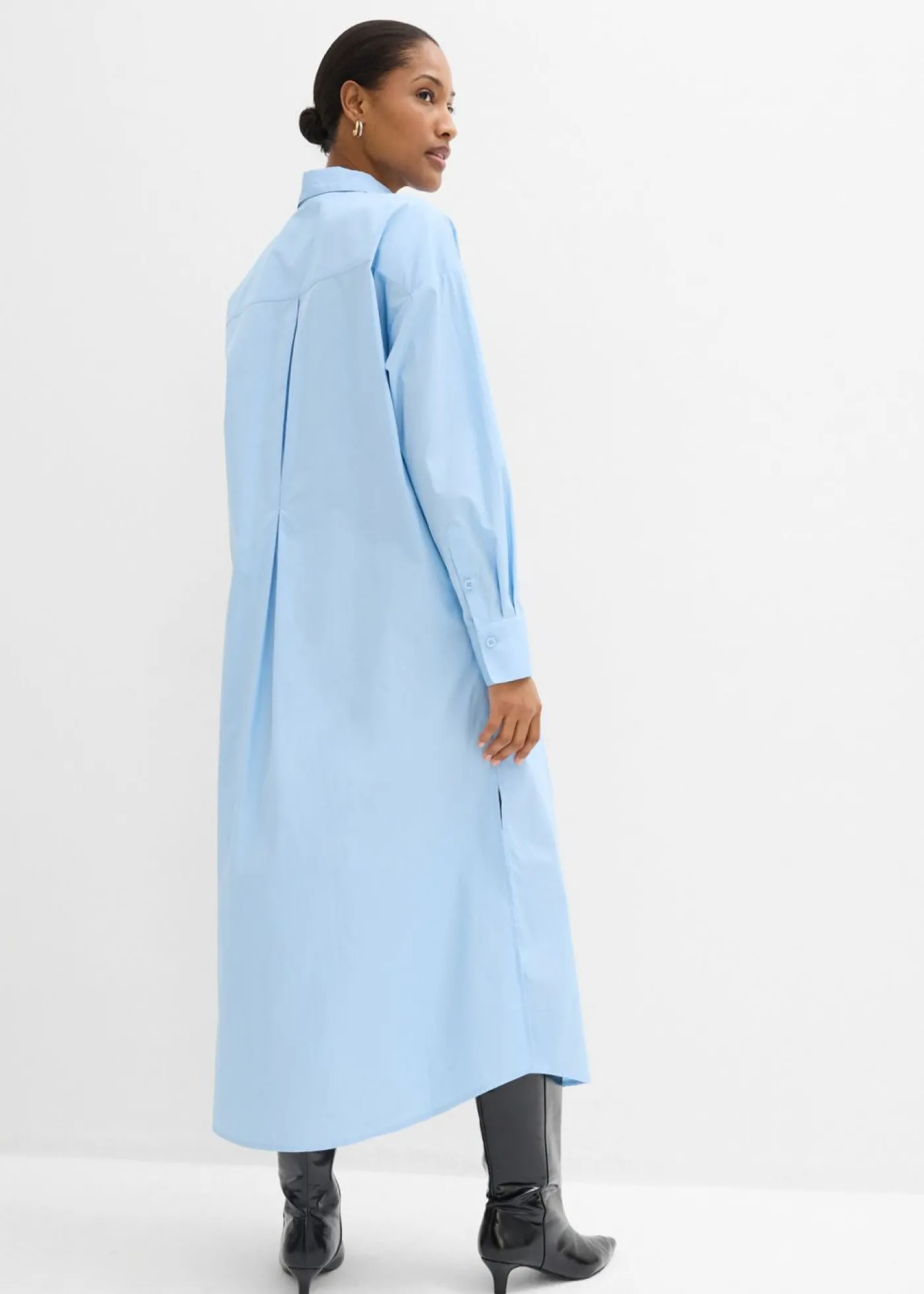 bonprix bonprix Vestido camisero de algodón puro Azul claro