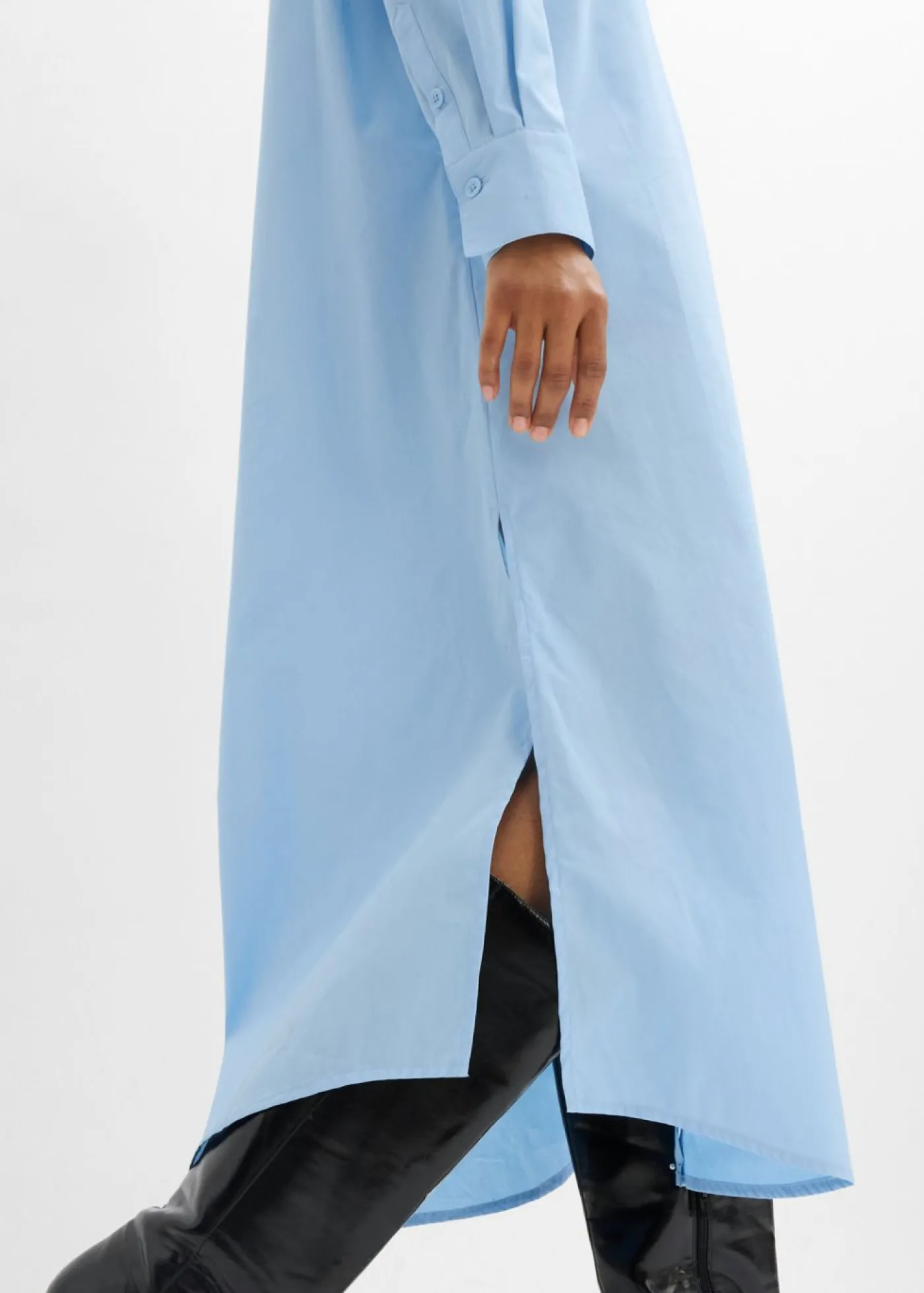 bonprix bonprix Vestido camisero de algodón puro Azul claro