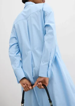 bonprix bonprix Vestido camisero de algodón puro Azul claro
