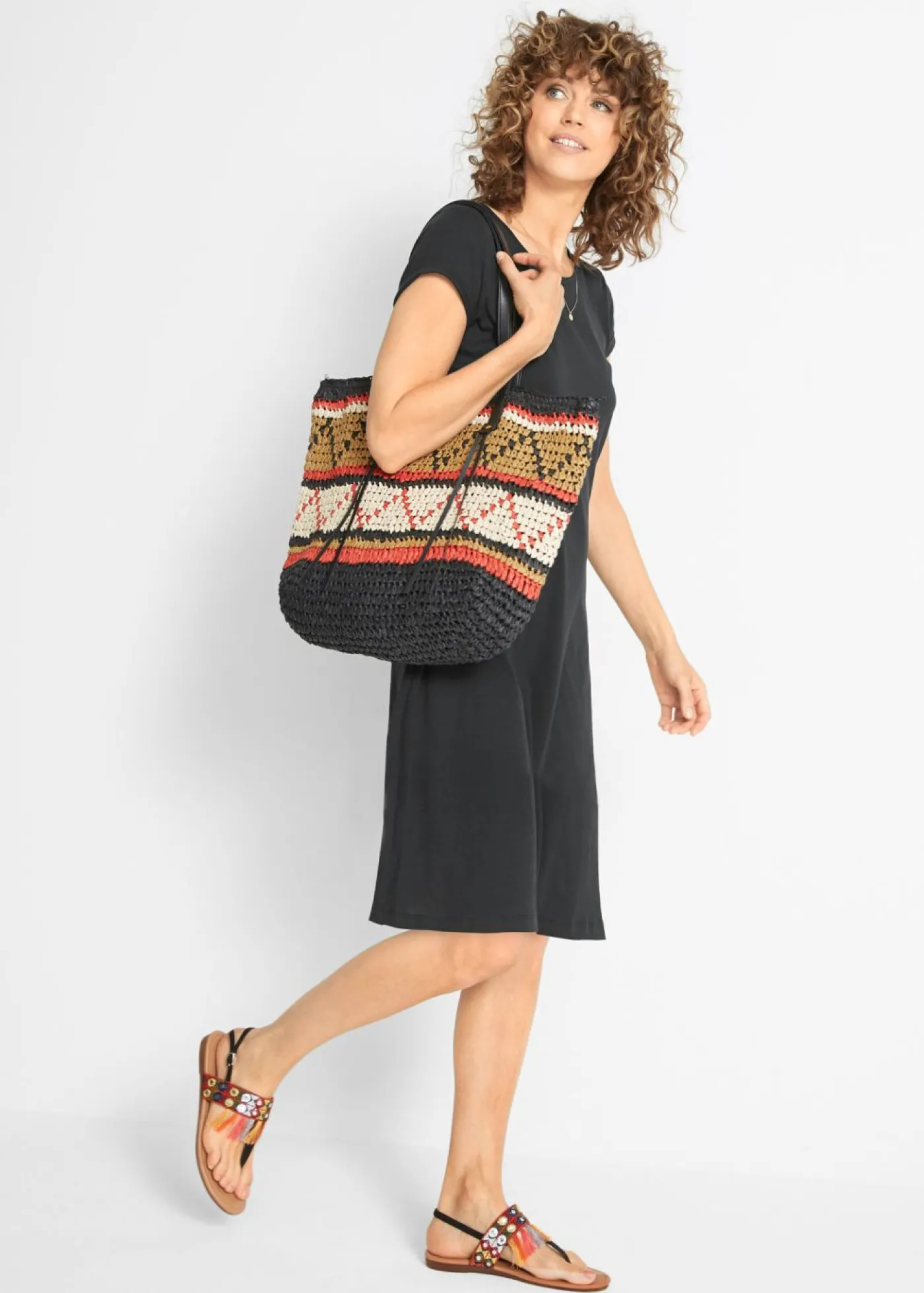 bonprix bonprix Vestido camisero de algodón orgánico puro Negro Online