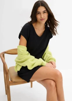 bonprix bonprix Vestido camisero de algodón orgánico puro (2 unidades) Negro + verde agua Outlet
