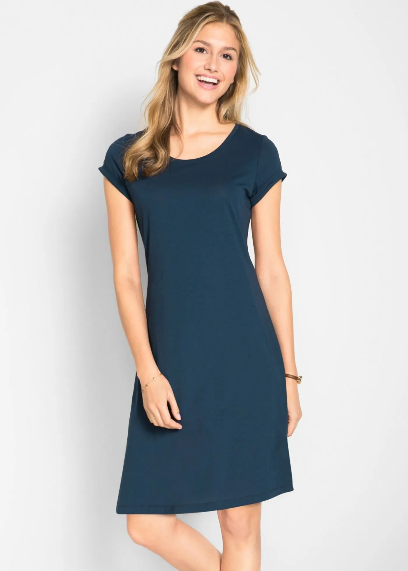 bonprix bonprix Vestido camisero de algodón orgánico puro Azul marino Outlet
