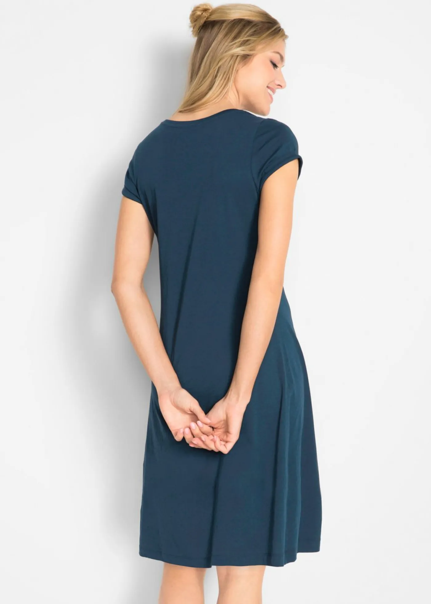 bonprix bonprix Vestido camisero de algodón orgánico puro Azul marino Outlet