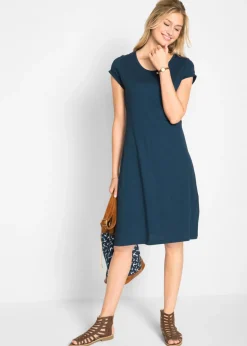 bonprix bonprix Vestido camisero de algodón orgánico puro Azul marino Outlet