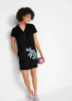 bonprix bonprix Vestido camisero de algodón, manga corta Negro Best