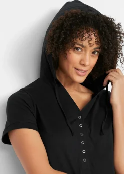bonprix bonprix Vestido camisero de algodón, manga corta Negro Best