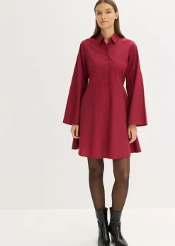 bonprix bonprix Vestido camisero de algodón puro Rojo Clearance