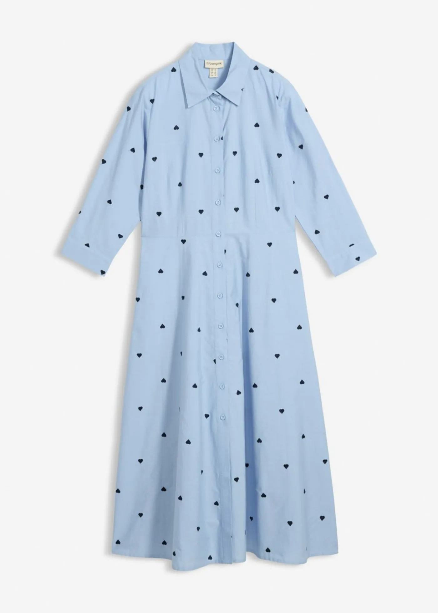 bonprix bonprix Vestido camisero de algodón orgánico puro Azul perla Clearance