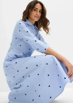bonprix bonprix Vestido camisero de algodón orgánico puro Azul perla Clearance