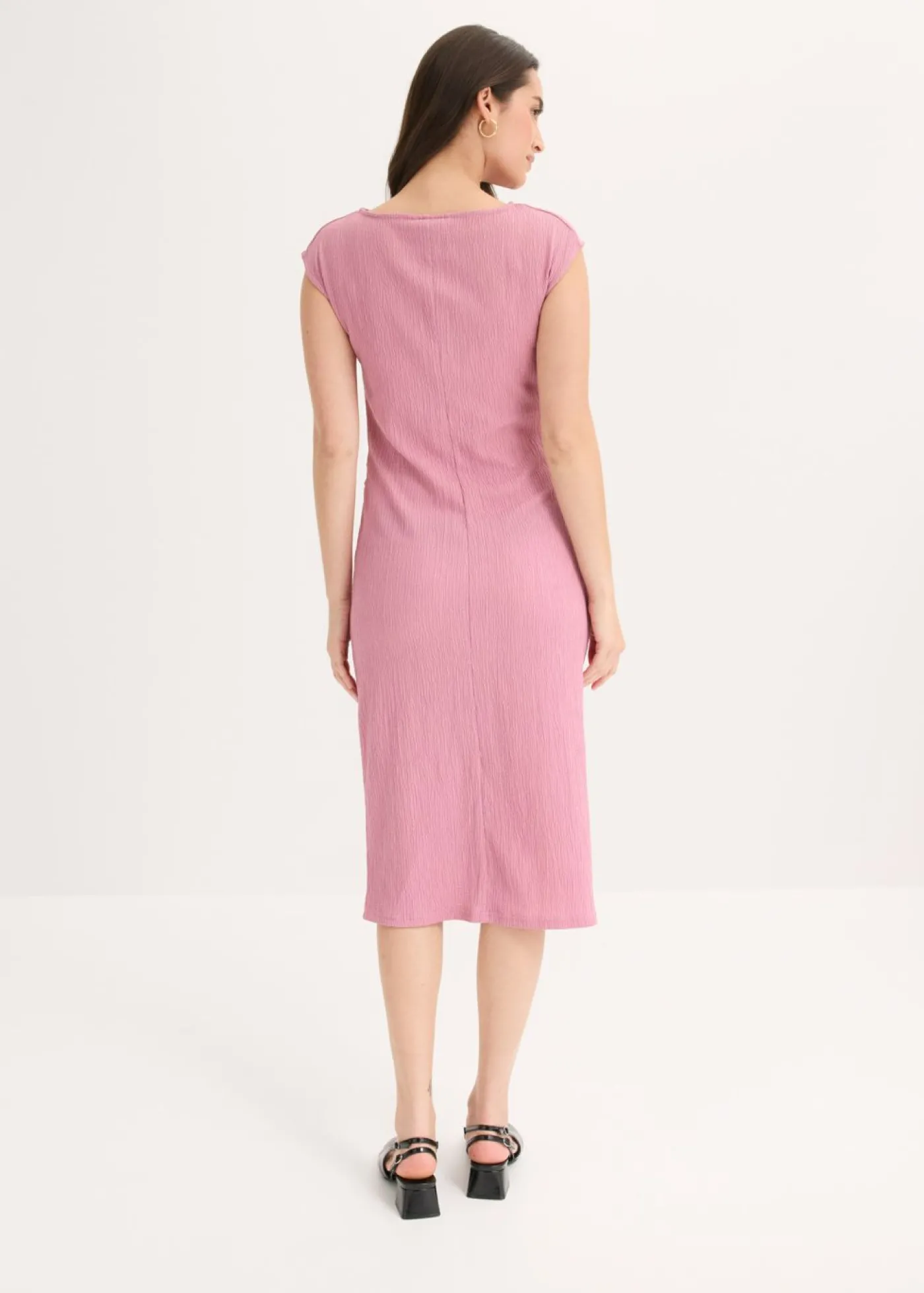 bonprix bonprix Vestido camisero de crepé estructurado Malva Online