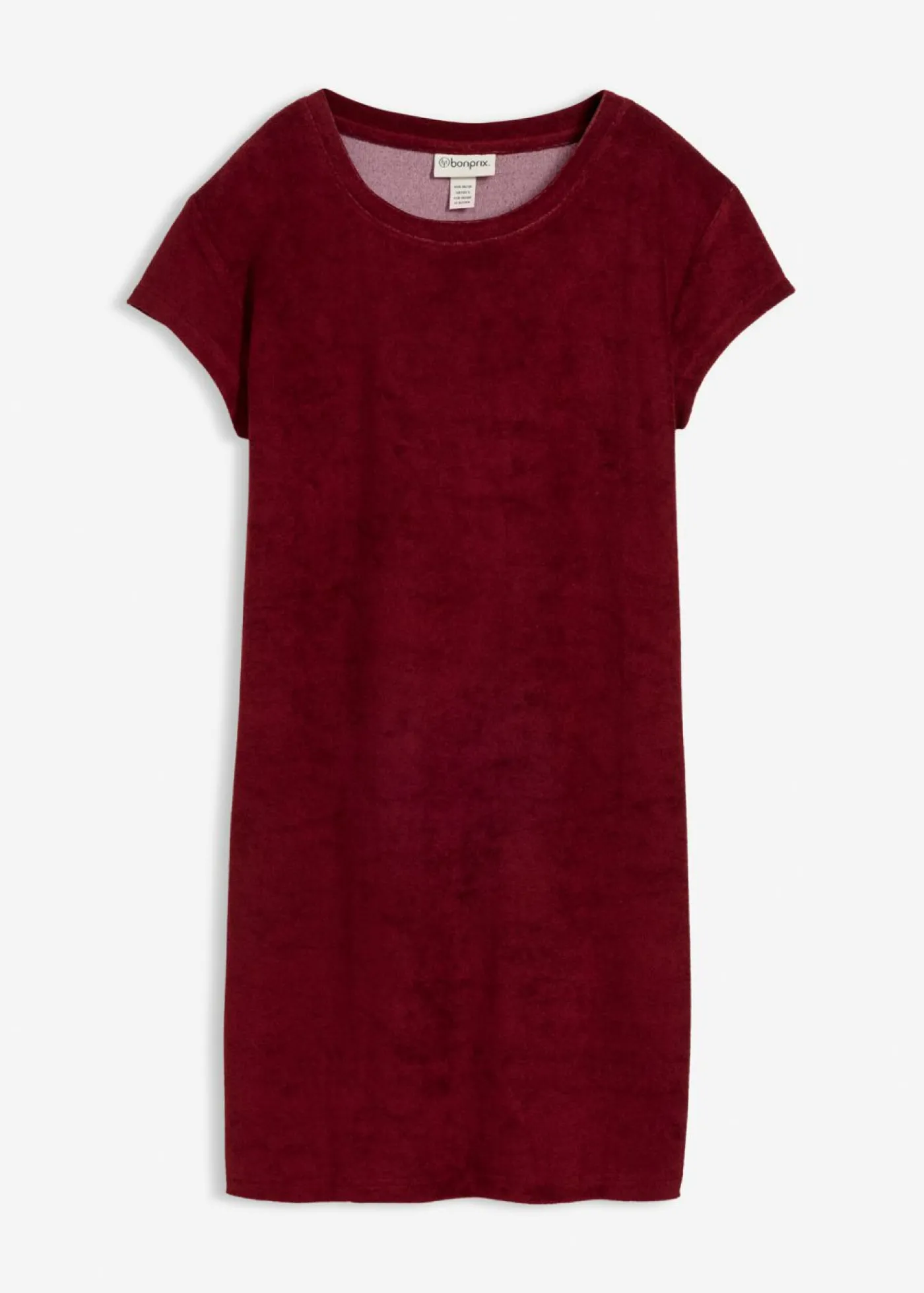 bonprix bonprix Vestido camisero de felpa Rojo rubí