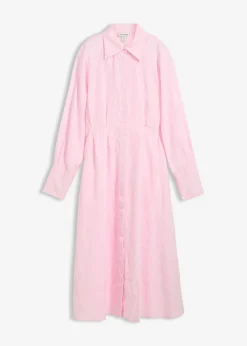 bonprix bonprix Vestido camisero de lino puro rosa cristal Clearance
