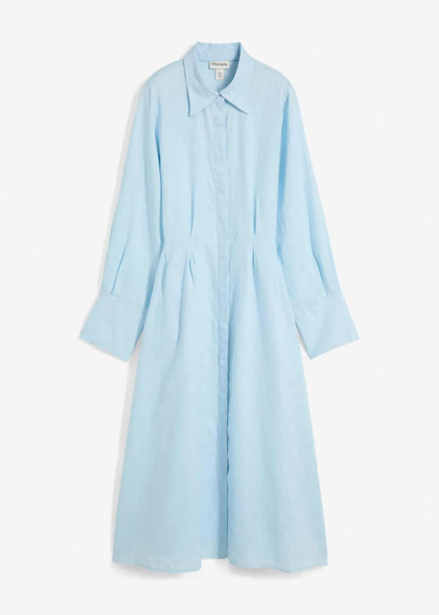 bonprix bonprix Vestido camisero de lino puro Azul hielo Clearance