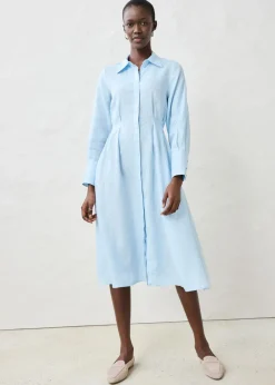 bonprix bonprix Vestido camisero de lino puro Azul hielo Clearance