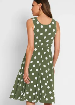 bonprix bonprix Vestido camisero de lunares caqui oscuro/blanco topos Clearance