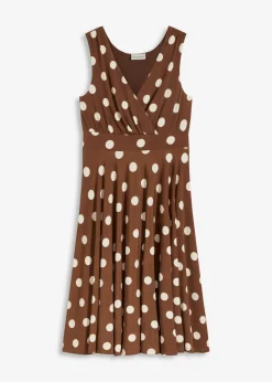 bonprix bonprix Vestido camisero de lunares marrón claro/beige arena topos Sale