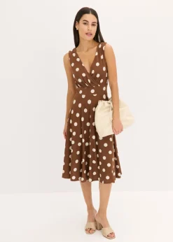bonprix bonprix Vestido camisero de lunares marrón claro/beige arena topos Sale