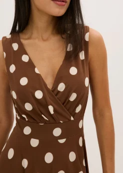 bonprix bonprix Vestido camisero de lunares marrón claro/beige arena topos Sale