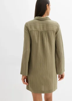 bonprix bonprix Vestido camisero de mezcla de viscosa Verde oliva Online