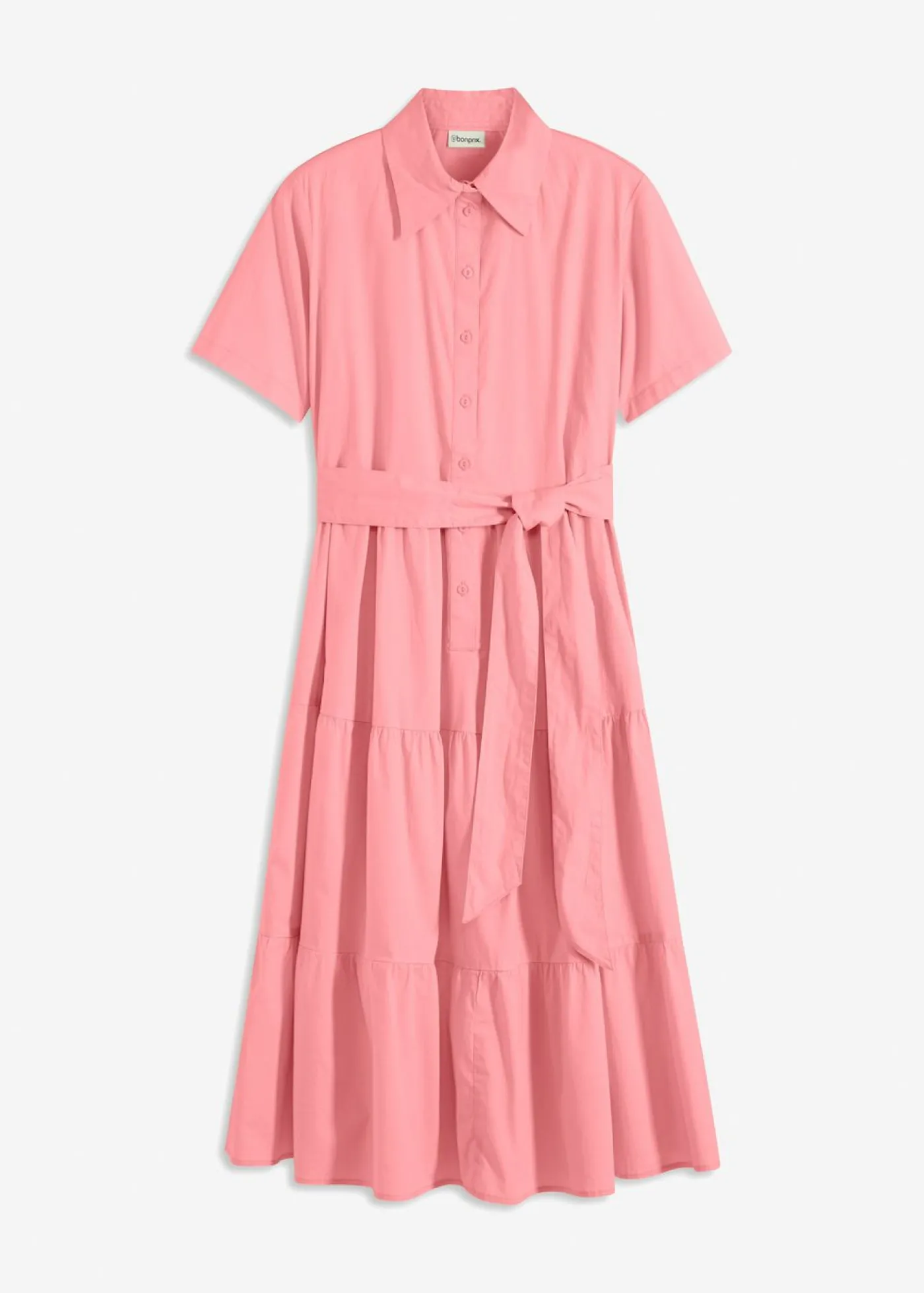 bonprix bonprix Vestido camisero de mezcla de algodón elástico rosa pálido Sale