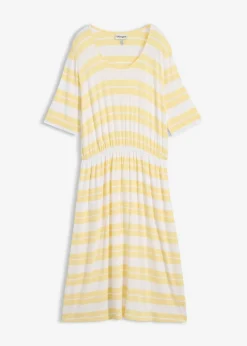bonprix bonprix Vestido camisero de mezcla de viscosa amarillo claro con rayas Outlet