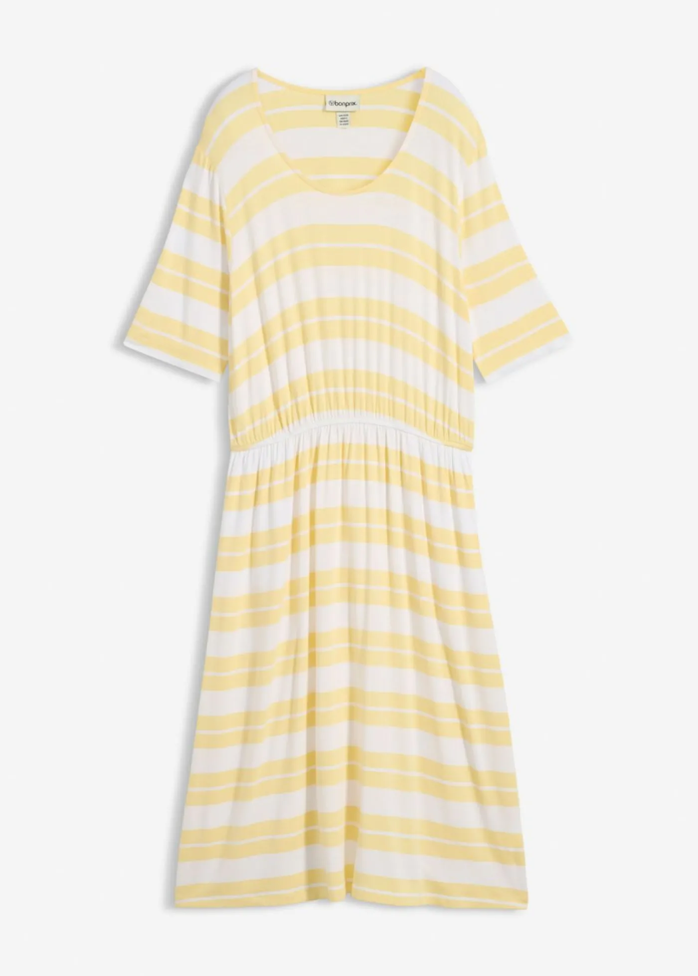 bonprix bonprix Vestido camisero de mezcla de viscosa amarillo claro con rayas Outlet