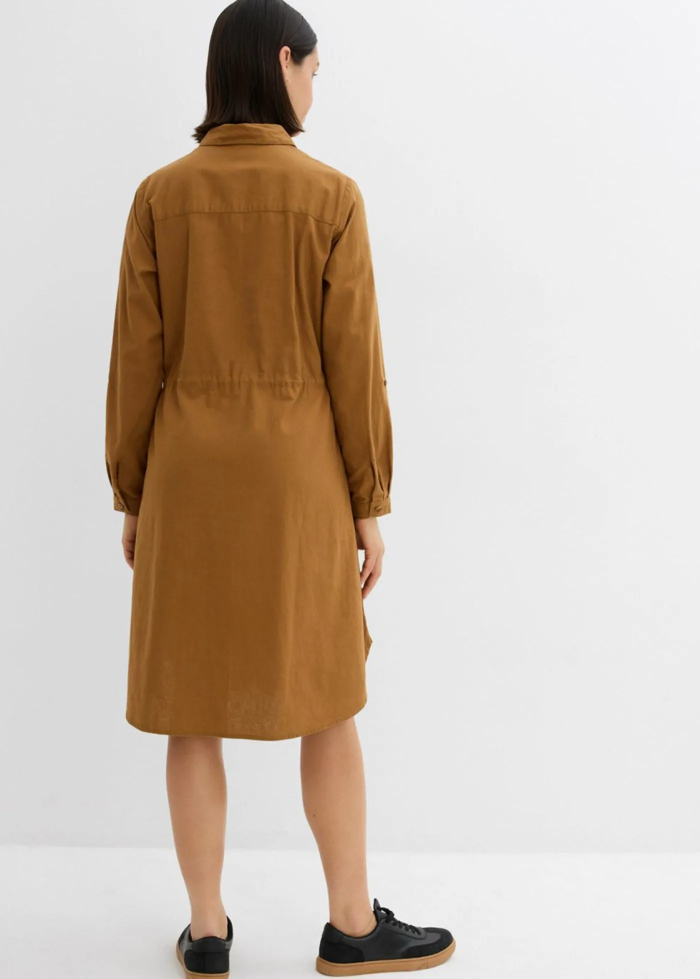 bonprix bonprix Vestido camisero de mezcla de lino y algodón Rosa Outlet