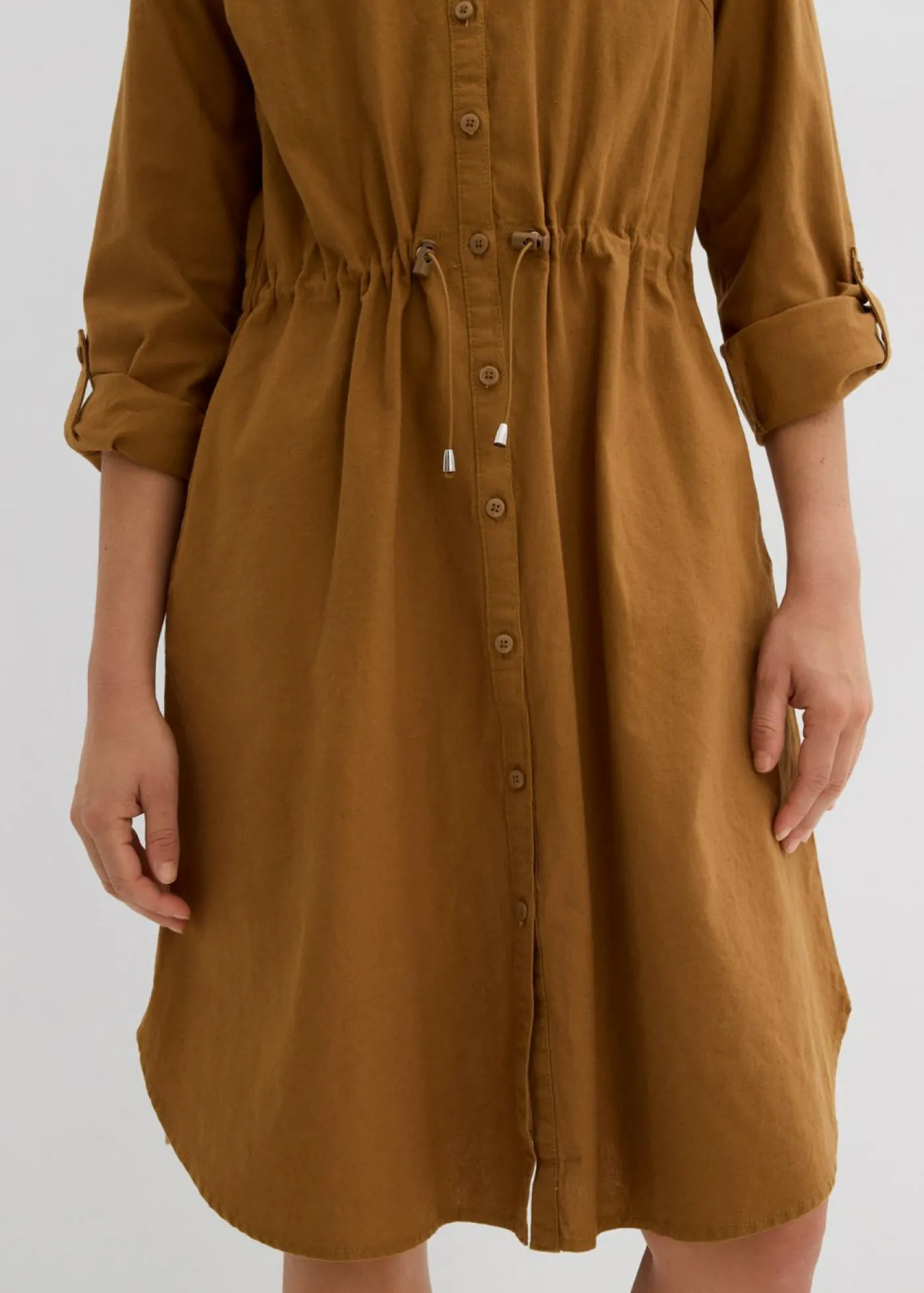 bonprix bonprix Vestido camisero de mezcla de lino y algodón Rosa Outlet