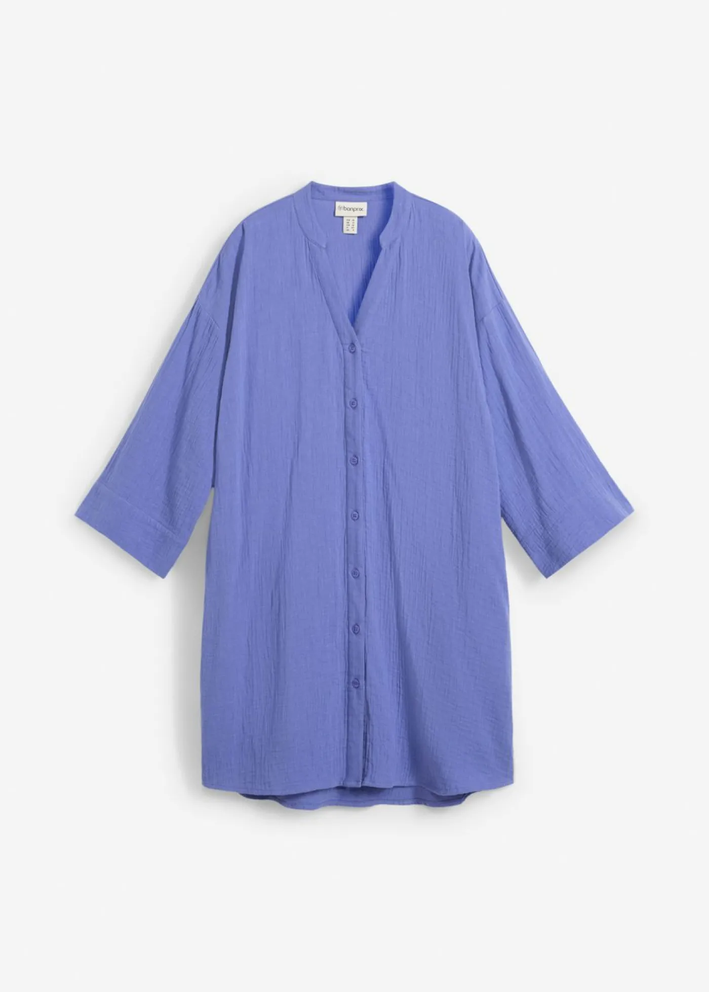 bonprix bonprix Vestido camisero de muselina Azul violáceo Sale