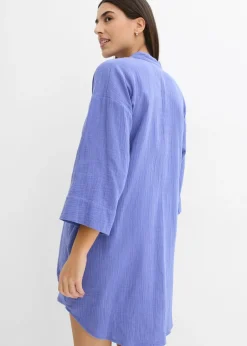 bonprix bonprix Vestido camisero de muselina Azul violáceo Sale