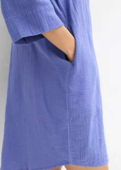 bonprix bonprix Vestido camisero de muselina Azul violáceo Sale