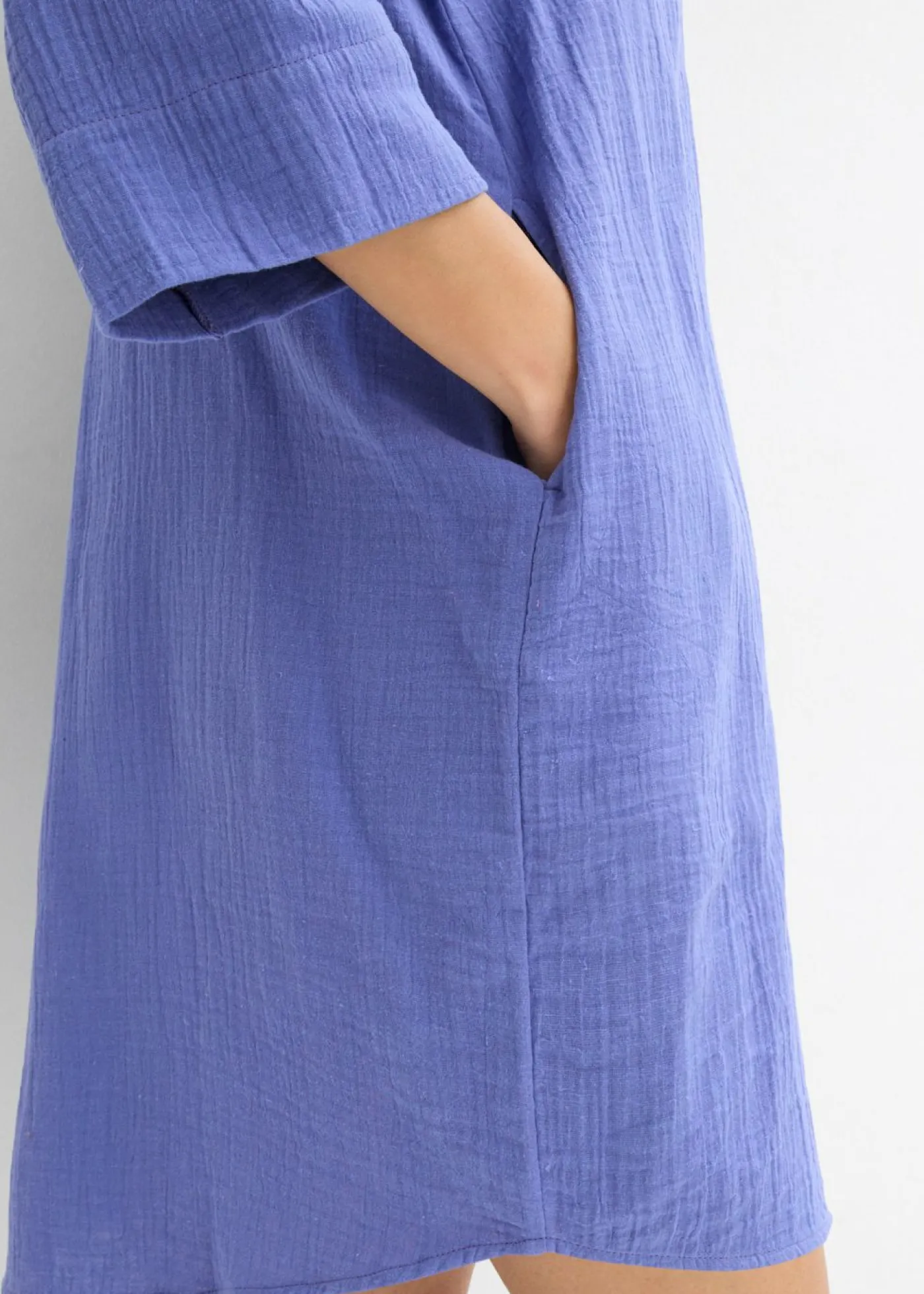 bonprix bonprix Vestido camisero de muselina Azul violáceo Sale