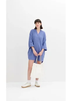 bonprix bonprix Vestido camisero de muselina Azul violáceo Sale