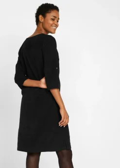 bonprix bonprix Vestido camisero de pana de algodón puro Negro Clearance