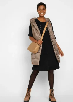 bonprix bonprix Vestido camisero de pana de algodón puro Negro Clearance