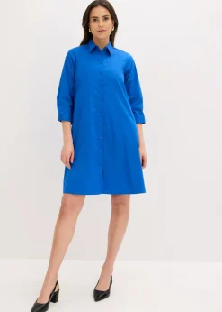 bonprix bonprix Vestido camisero de popelín Azul ártico Discount