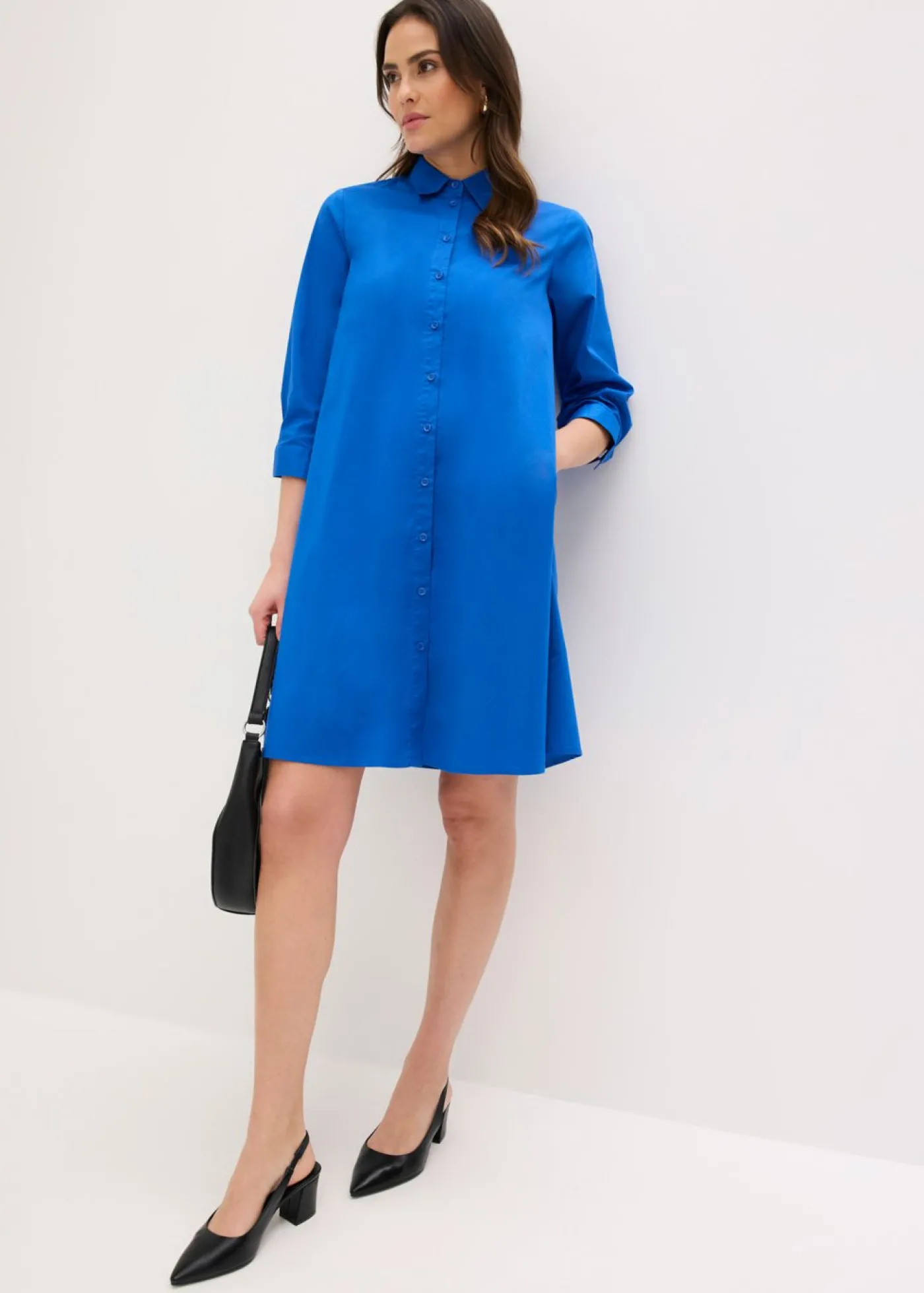 bonprix bonprix Vestido camisero de popelín Azul ártico Discount
