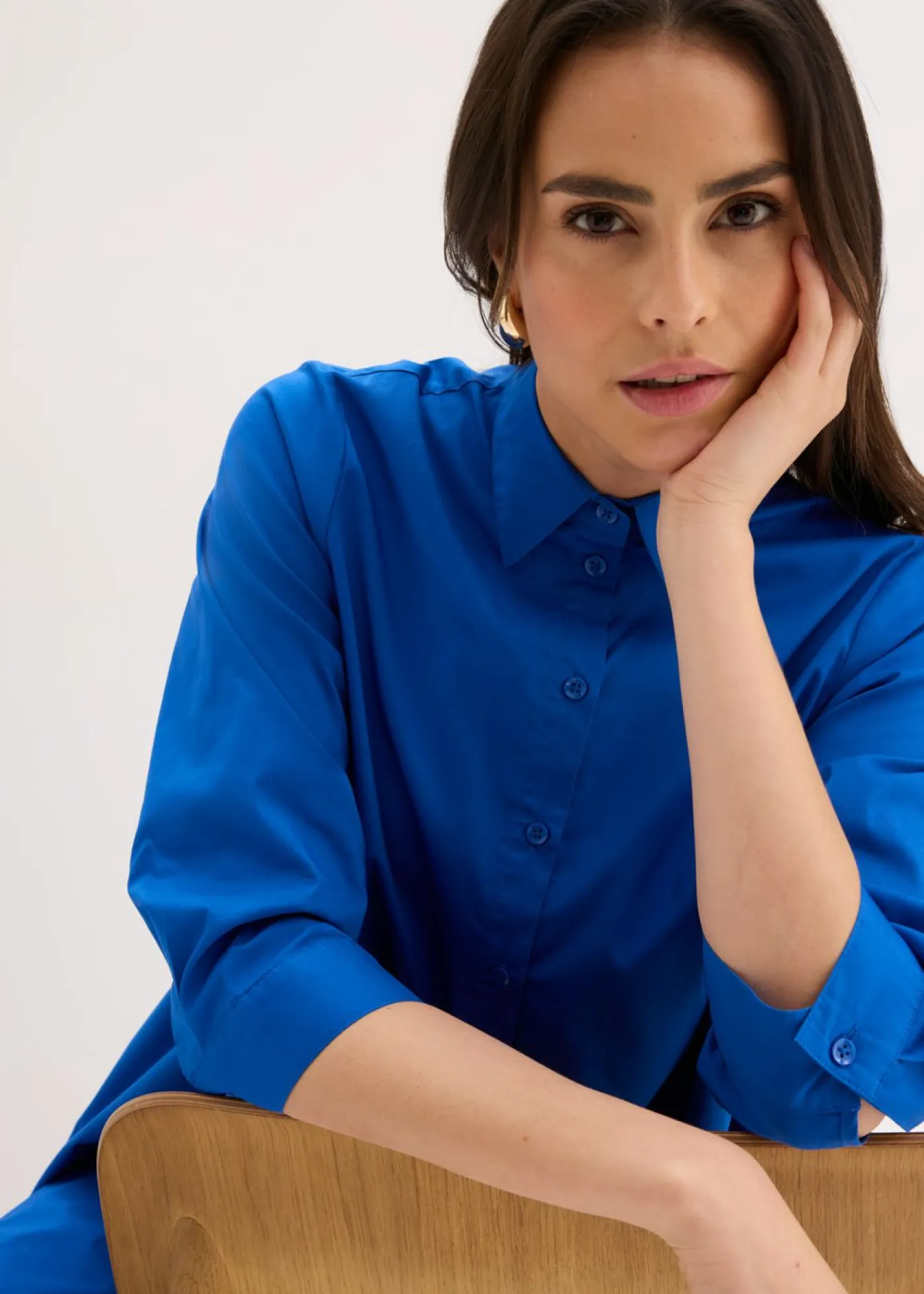 bonprix bonprix Vestido camisero de popelín Azul ártico Discount