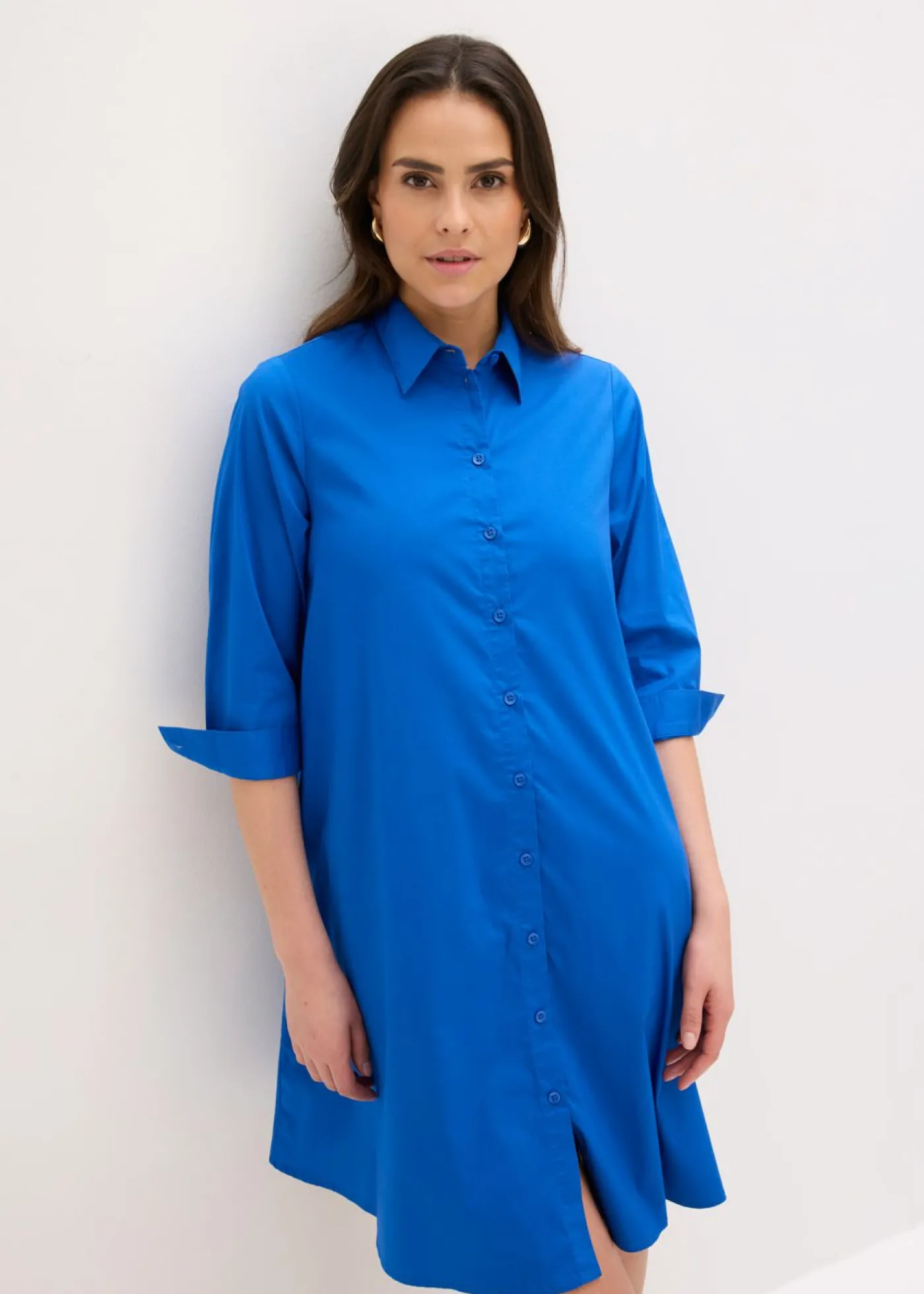 bonprix bonprix Vestido camisero de popelín Azul ártico Discount