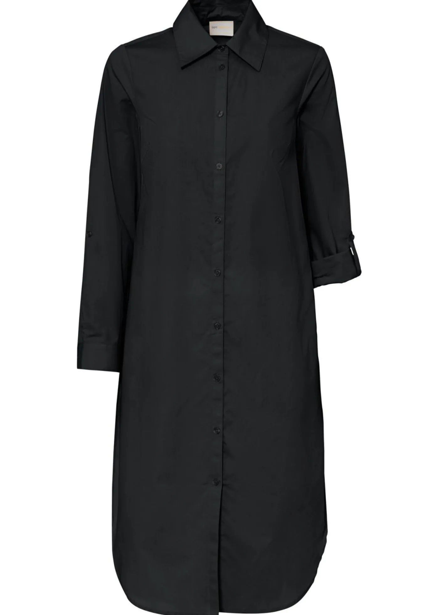 bonprix bonprix Vestido camisero de popelín de algodón Negro Discount