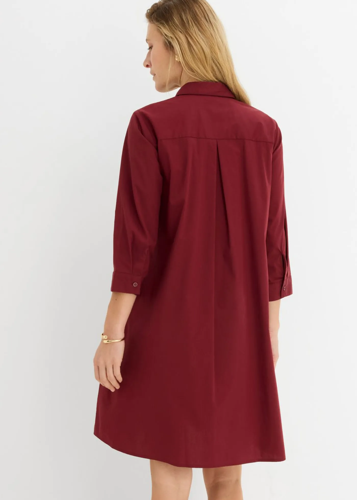 bonprix bonprix Vestido camisero de popelín Rojo rubí Online